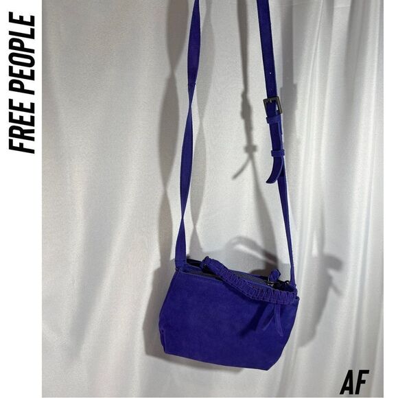 FREE PEOPLE CODY SUEDE CROSSBODY TOTE REGENCY PURPLE NEW - Picture 4 of 6